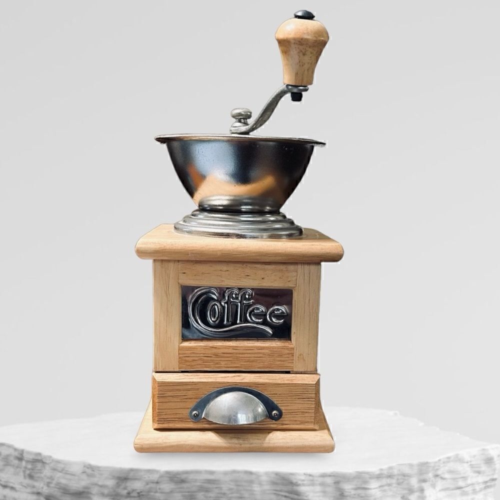 Y2K David Birch Design beech and metal Manual Coffee Grinding Mill Small